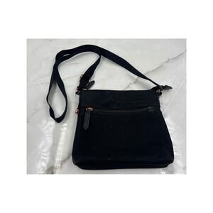 Radley London Black Nylon Crossbody Bag Rose Gold Hardware Slim Messenger